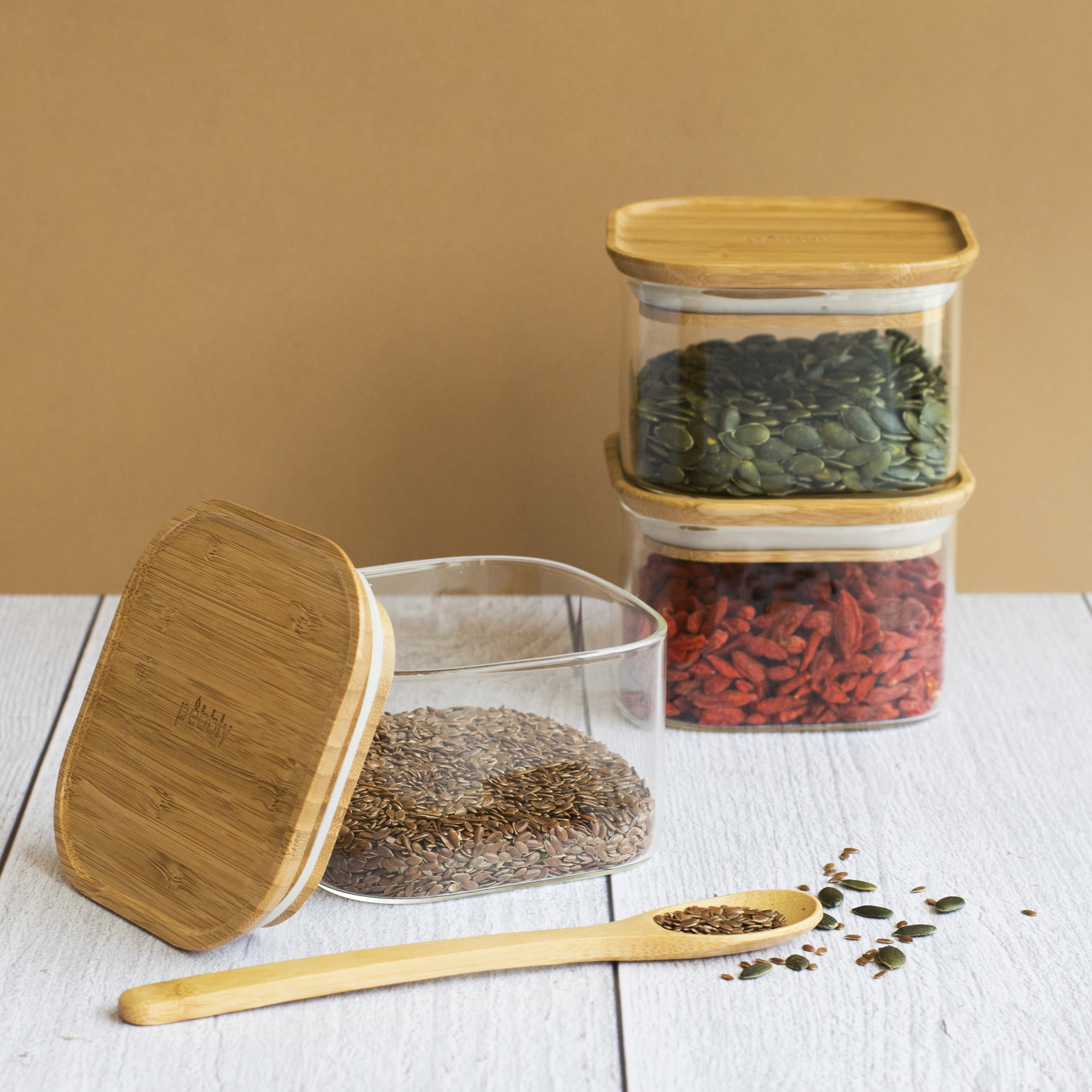 3 X Glass Storage Canisters 500ml - Image 3